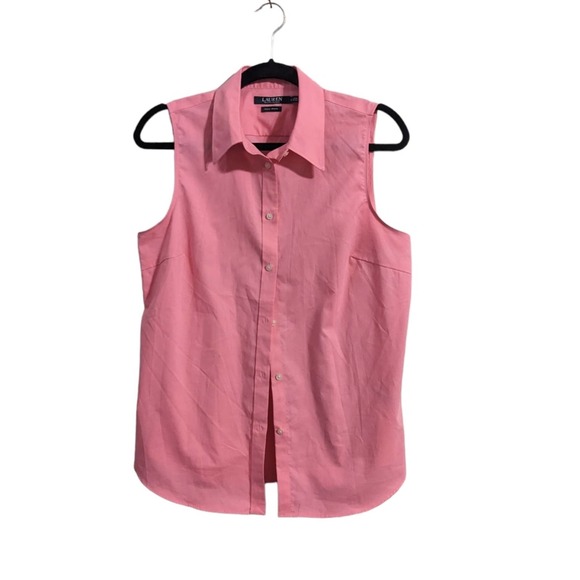 Lauren Ralph Lauren Tops - Lauren Ralph Lauren sleeveless top size 10 pink button up